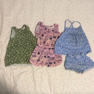 Set of Three Girls' Outfits - Green, Pink, Blue